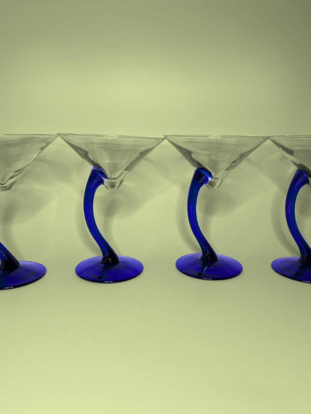 Vintage Libbey Bravura Cobalt Blue Martini Glasses